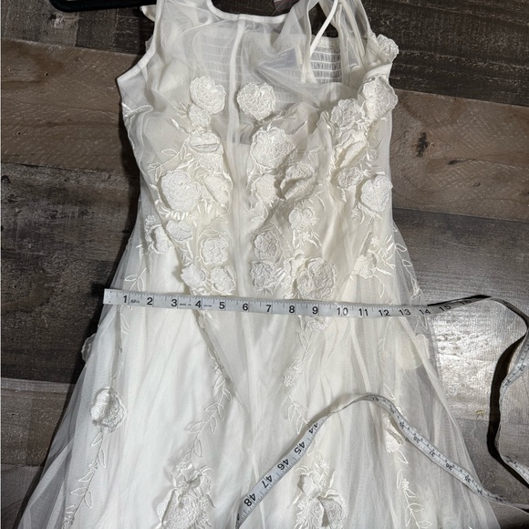 NWT BHLDN Anthropologie Ivory Floral Lace Sheer Maxi Wedding Dress Open Back - Picture 13 of 17